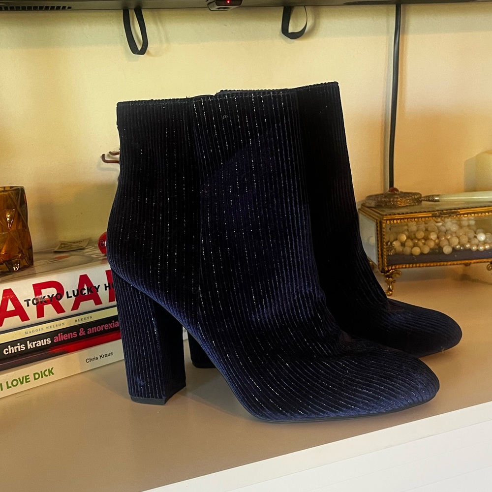 Blue Sparkly Heeled Boots